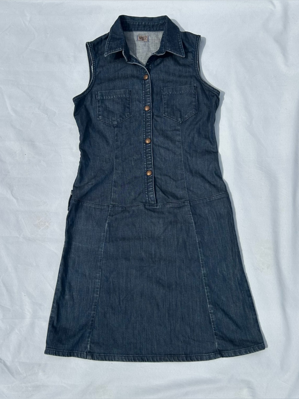Goldsign Vintage Dark Indigo Denim Sleeveless Button Front Dress Size Medium